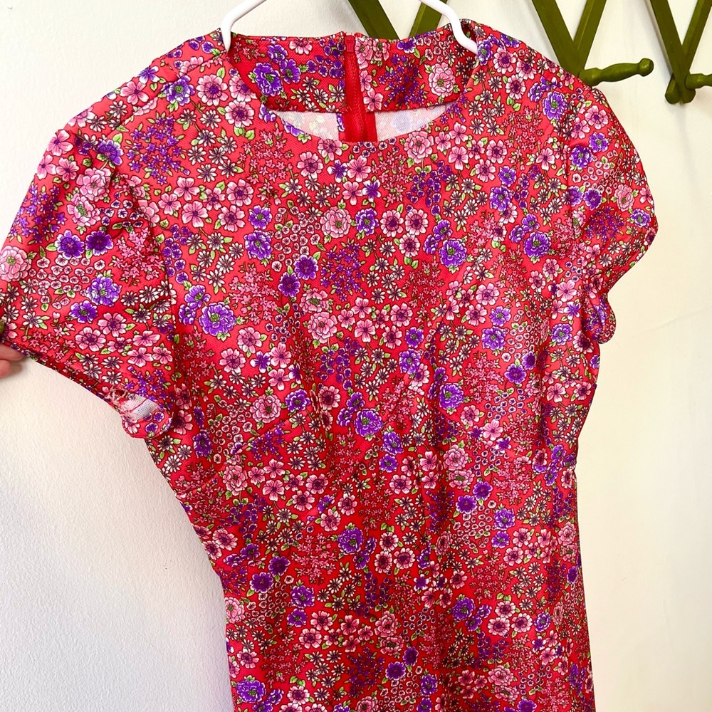 60s Vintage 🌸 Handmade Flower Power A-Line Dress - Picture 2 of 4